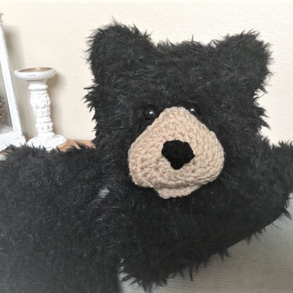 Bear Rug - Bear Blanket - Nursery Bear Rug - Scruffy Black Bear Nursery Decor Rug - Woodland Bear Nursery Decor Blanket - by JoJo's Bootique