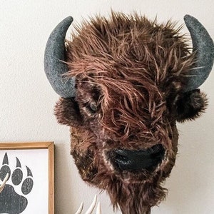 Buffalo Head Wall Mount - Bison Nursery Decor - Man Cave Gift - by JoJo's Bootique