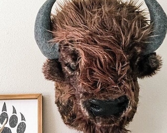Buffalo Head Wall Mount - Bison Nursery Decor - Man Cave Gift - by JoJo's Bootique