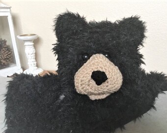 Bear Rug - Bear Blanket - Nursery Bear Rug - Scruffy Black Bear Nursery Decor Rug - Woodland Bear Nursery Decor Blanket - by JoJo's Bootique