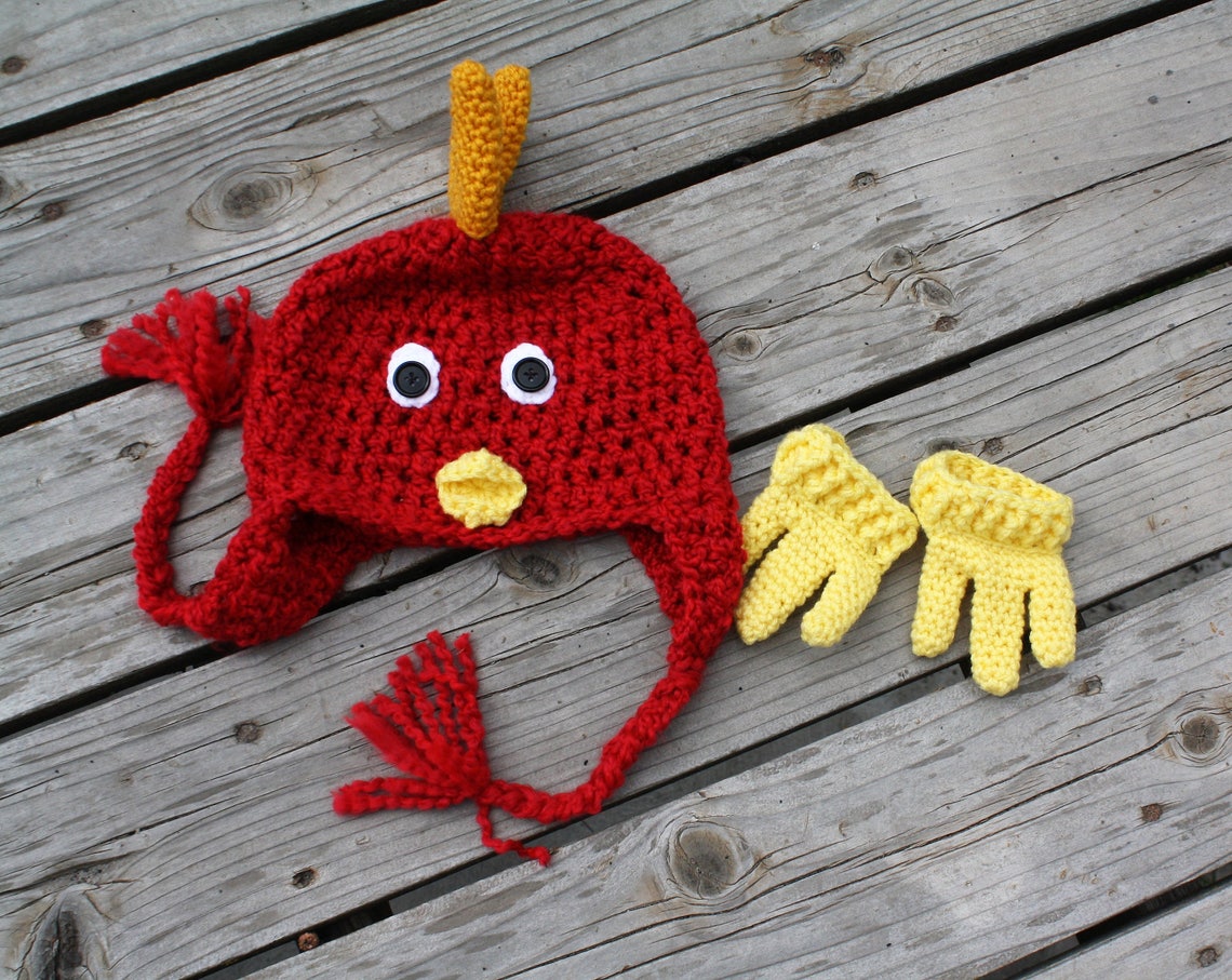 Little Red Hen Costume Hat Red Chicken or Rooster Hat Etsy