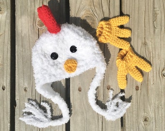 Chicken Hat and Booties Set  - Baby Chicken Hat -  Baby Chicken Hat -  Chicken Hat - Soft Baby Costume Hat - by JoJosBootique