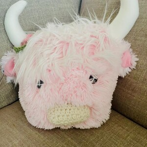Highland Cow Pillow: Minky Fur Nursery Decor image 10