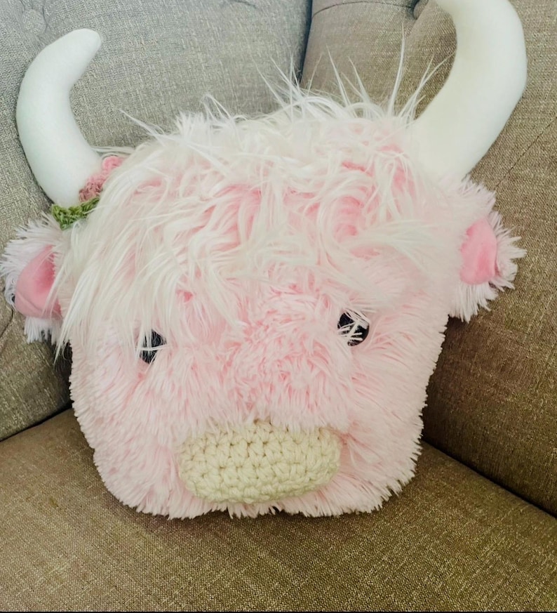 Highland Cow Pillow: Minky Fur Nursery Decor image 10