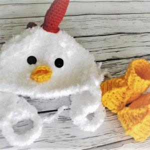 Chicken Hat and Booties Set -  Baby Chicken Hat - Chicken Feet and Bonnet - Soft Baby Costume Set - by JoJosBootique