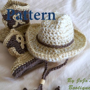 Crochet Baby Cowboy Hat and Boots PATTERNS - Baby Cowboy Hat and Boots Set - Western Hat and Boots Pattern - by JoJosBootique