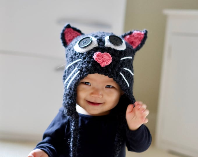 Cat Hat Kitten Hat Black Cat Hat Baby Cat Costume Hat Etsy