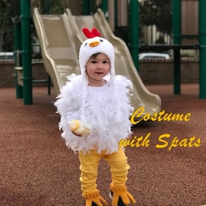 Baby Chicken Costume Chicken Hat Baby Chicken Hat, Booties and Feathered Romper Halloween Baby and Toddler Costume by JoJo Boo image 3