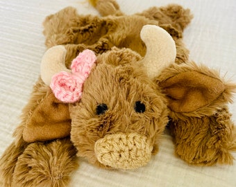 Tiny Highland Cow Lovey - Small Scottish Cow Security Plush - by JoJo Boo