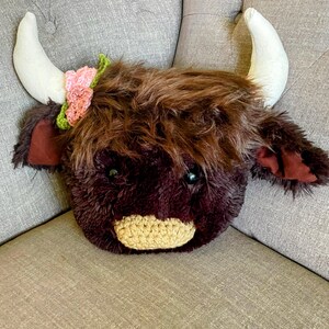 Highland Cow Pillow: Minky Fur Nursery Decor image 13
