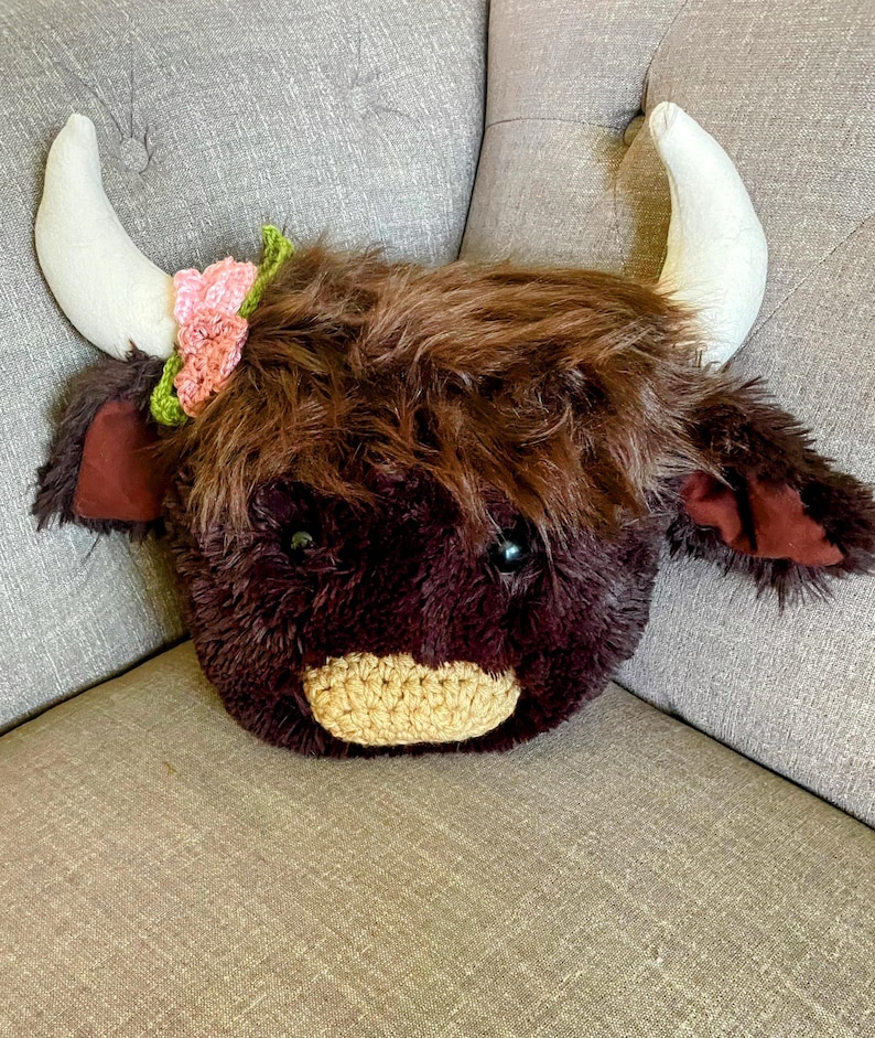 Highland Cow Pillow: Minky Fur Nursery Decor image 13