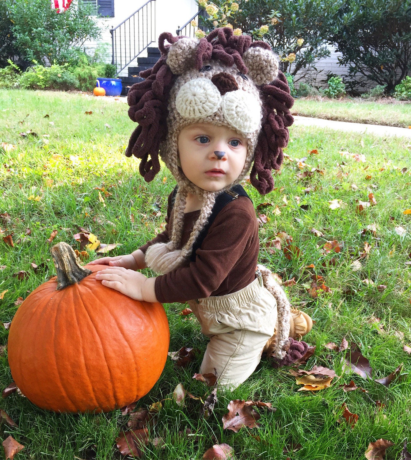 Lion Hat and Tail Lion Costume Hat and Pin on Tail Baby