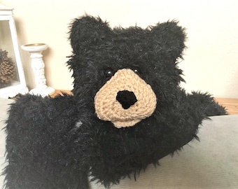 Scruffy Black Bear Rug: Faux Fur Nursery Decor Blanket