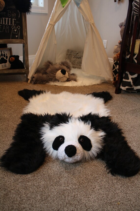 Panda Rug Nursery Decor Faux Bear Safari