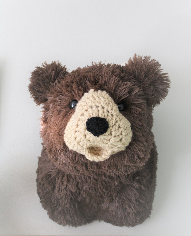 Brown Bear Head Chocolate Faux Taxidermy Wall Mount Woodland Nursery Decor Plush Baby Shower Gift By Jojo S Bootique