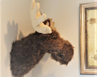 Large Moose Head Faux Taxidermy Wall Hangings - Humane Animal Mount - by JoJo's Bootique