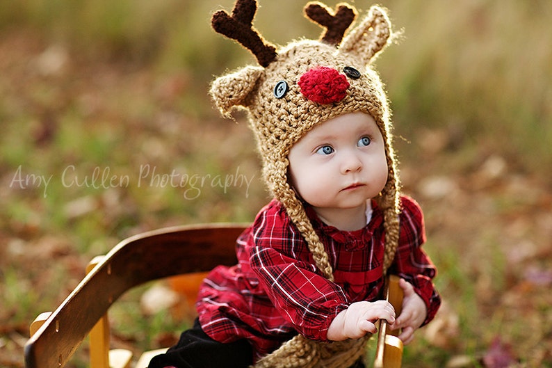 Baby Hat  Reindeer Hat  Baby Reindeer Hat  Baby Gift Hat  tan