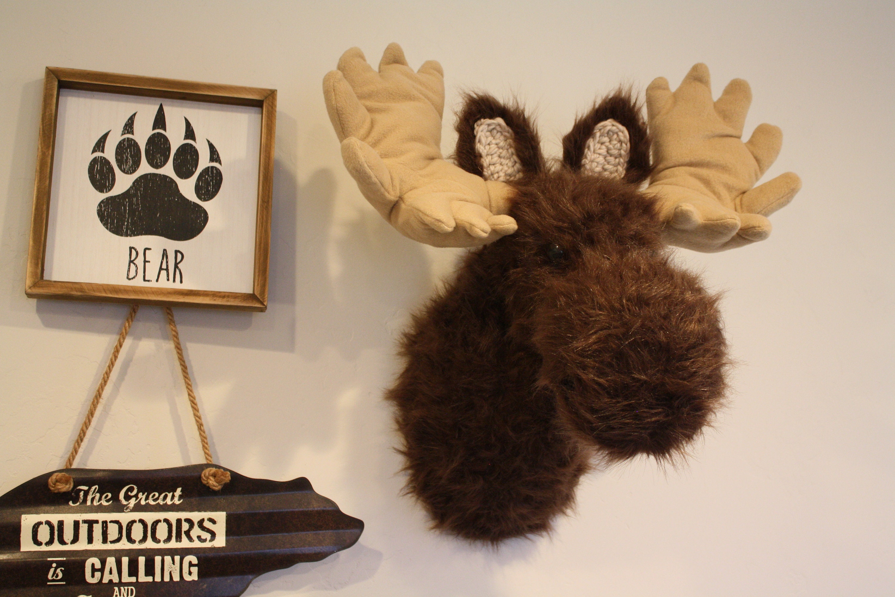 Moose Head Nursery Decor Wall Mount Plush Faux Taxidermy | Etsy
