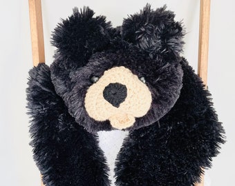 Black Bear Minky Bear Rug, Play Mat, Woodland Nursery Decor, Minky Bear Blanket - by JoJo Boo