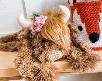 Highland Cow Lovey: Shaggy Minky Fur, Southwest Nursery Decor