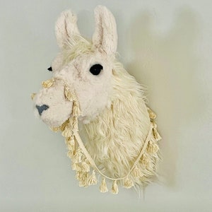 Llama head mount, Cream Llama Boho decor - baby shower gift - Office Decor -  by JoJo's Bootique