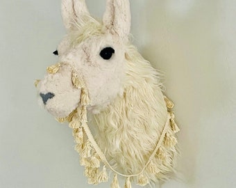 Llama head mount, Cream Llama Boho decor - baby shower gift - Office Decor -  by JoJo's Bootique