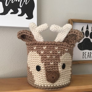 Deer Basket Woodland Fawn Crochet Nursery Bin Baby Shower Gift by JoJo's Bootique image 6