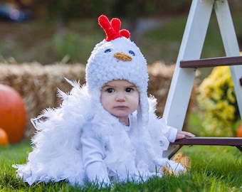 Feathered Baby Chicken Costume: Hand Crocheted Halloween Outfit