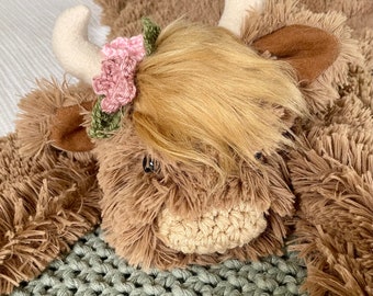 Highland Cow Minky Rug – Southwestern Nursery Decor, Baby Gift