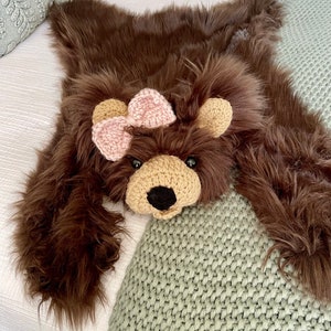 Grizzly Bear Rug: Faux Fur, Woodland Nursery Decor