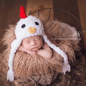 READY to SHIP - Chicken Hat - Baby Hat -  Baby Chicken Hat - Chicken Little Hat - Soft Baby Costume Hat ONLY - by JoJosBootique