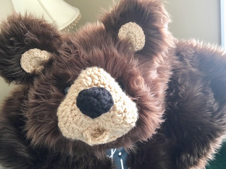 by JoJo/'s Bootique Girl Woodland Nursery Grizzly Bear Rug Baby Shower Gift Brown Bear Faux Fur Rug Woodland Nursery Decor