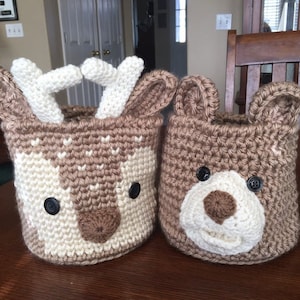 Deer Basket Woodland Fawn Crochet Nursery Bin Baby Shower Gift by JoJo's Bootique image 8