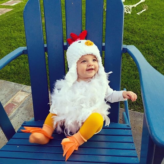 Baby Chicken Costume Chicken Hat Baby Chicken Hat, Booties and Feathered  Romper Halloween Baby and Toddler Costume by Jojo Boo -  Sweden