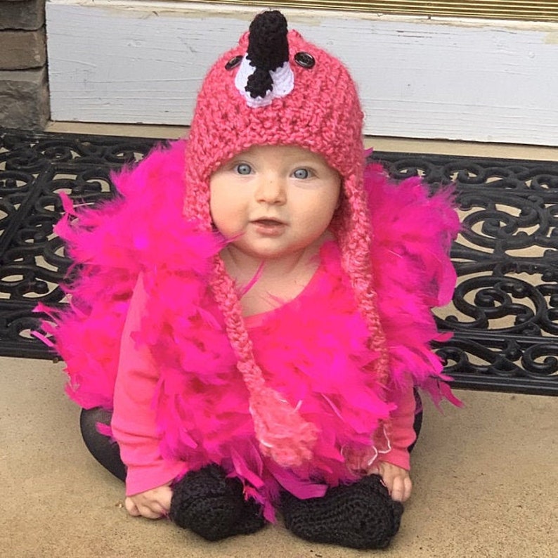 Flamingo Costume Hat Baby Flamingo Hat Halloween Feathered Etsy