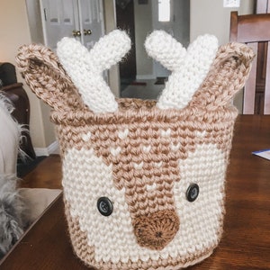Deer Basket Woodland Fawn Crochet Nursery Bin Baby Shower Gift by JoJo's Bootique image 3