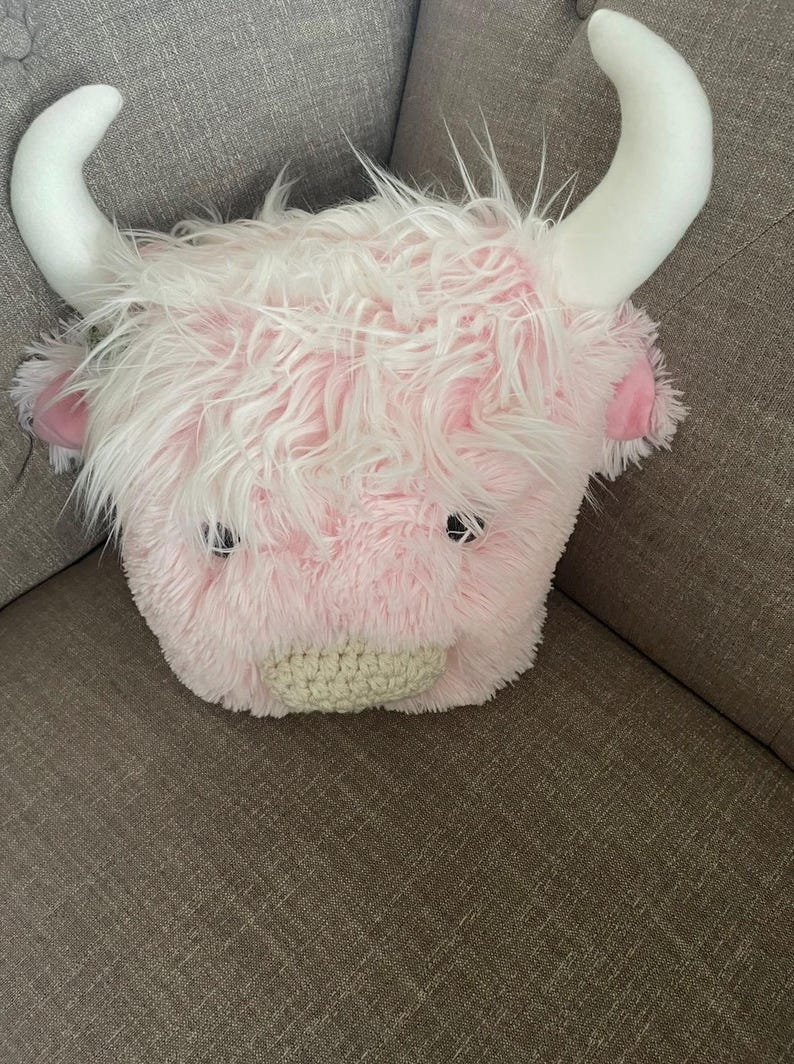 Highland Cow Pillow: Minky Fur Nursery Decor image 15