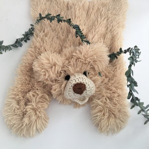 Small Tan Minky Bear Rug - Super Soft Bear Rug -Woodland Shower Gift - by JoJo&#39;s Bootique
