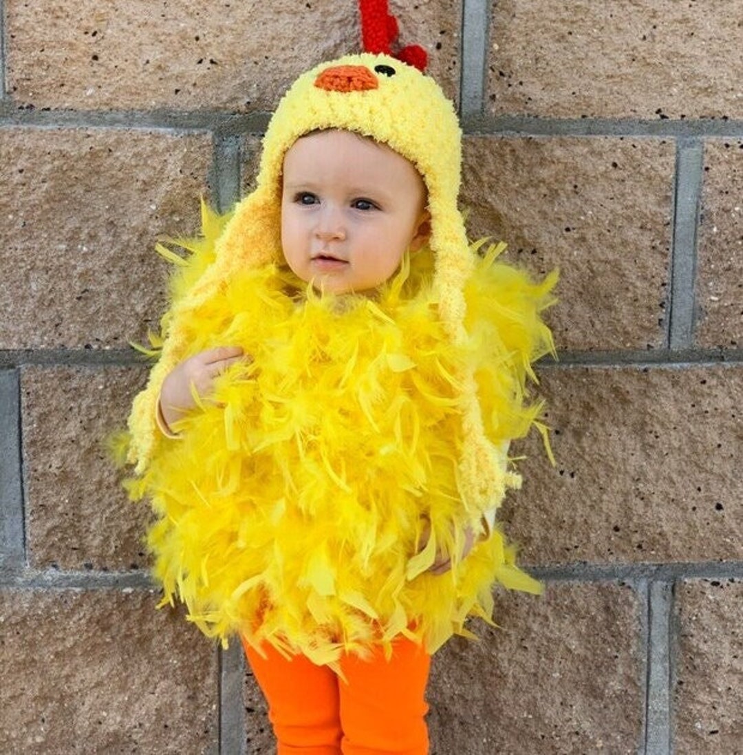 Yellow Chicken Costume Baby Halloween Feathered Costume by - Etsy