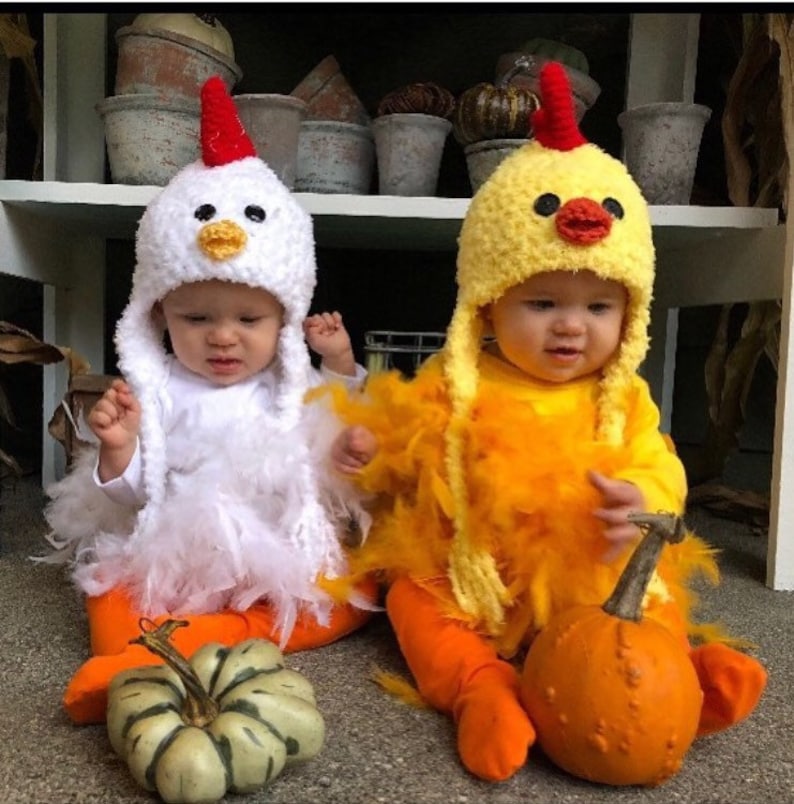 Twin Chicken Costumes Halloween Chick Outfits Baby Hat Etsy