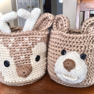 Deer Basket Woodland Fawn Crochet Nursery Bin Baby Shower Gift by JoJo's Bootique image 4