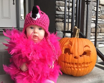 Flamingo Costume Hat -Baby Flamingo Hat - Halloween Feathered Costume - Baby Halloween Costume Flamingo  Hat