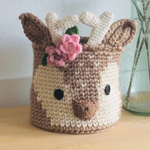 Deer Basket Woodland Fawn Crochet Nursery Bin Baby Shower Gift by JoJo's Bootique image 1