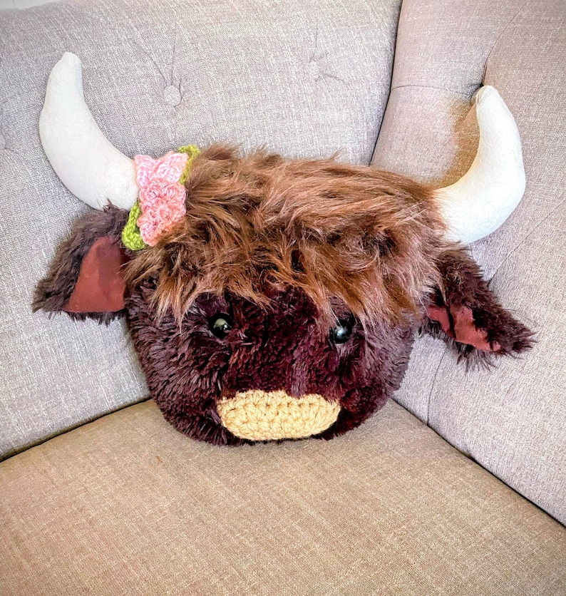 Highland Cow Pillow: Minky Fur Nursery Decor image 4
