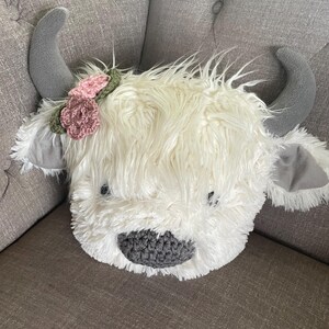 Highland Cow Pillow: Minky Fur Nursery Decor image 3