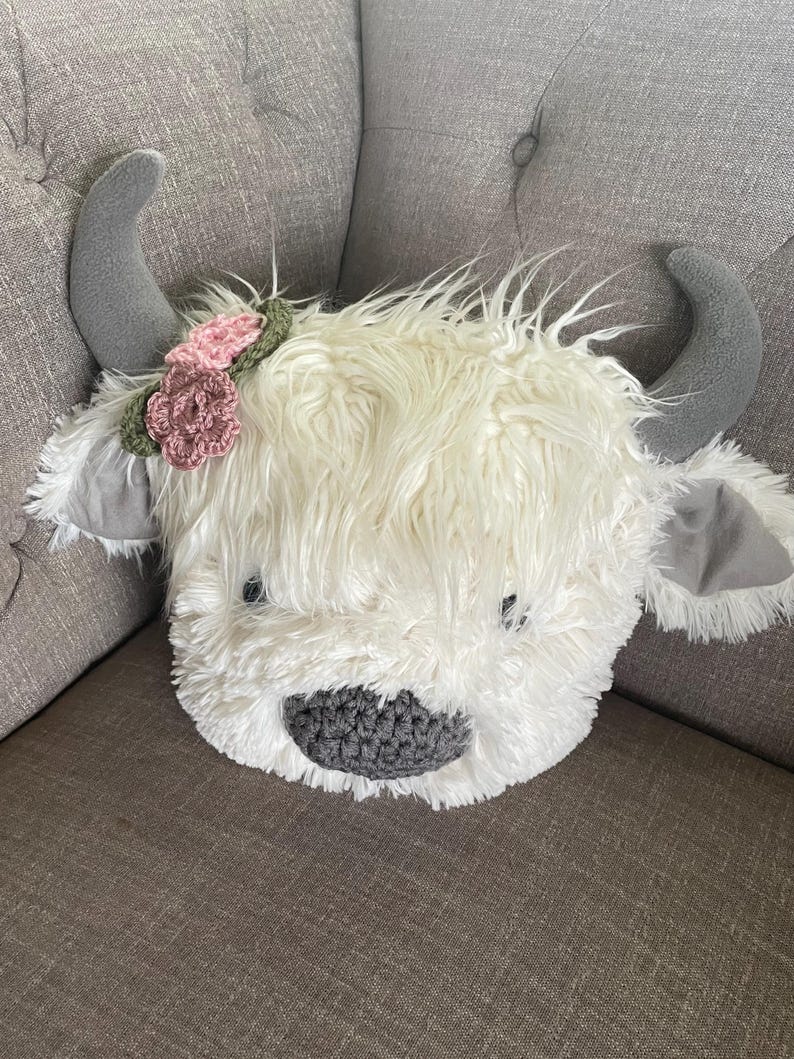 Highland Cow Pillow: Minky Fur Nursery Decor image 3