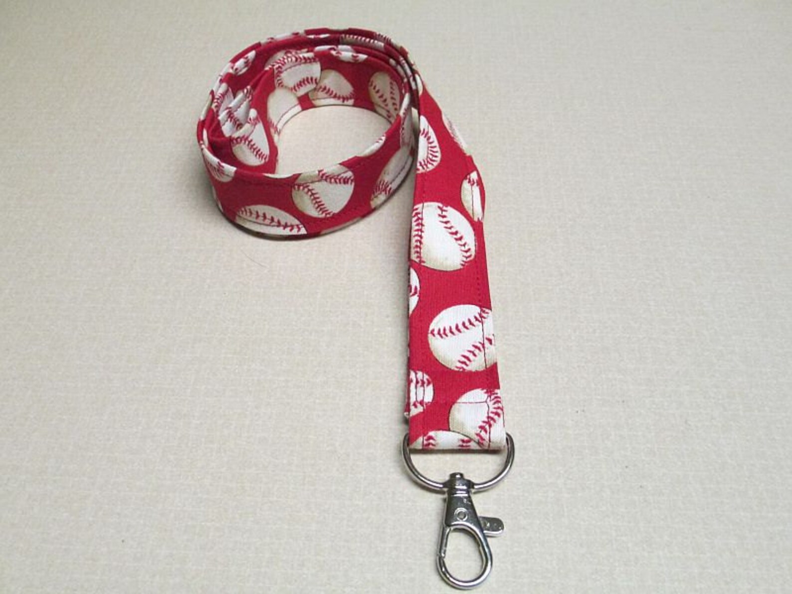 Baseball Lanyard Sports Lanyard Fabric Lanyard Red Lanyard Etsy