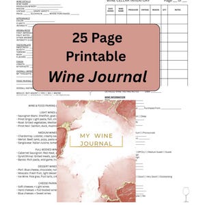 Wine Tasting Journal - 25 Printable Pages for Wine Lovers