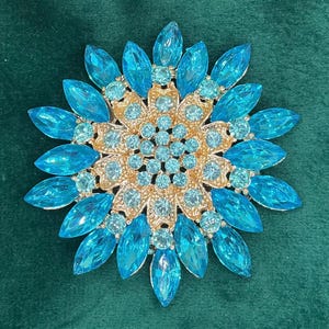 Large Blue Starburst Brooch