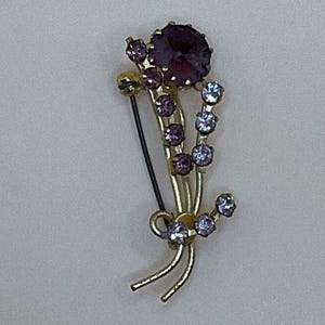 Vintage Purple Flower Brooch
